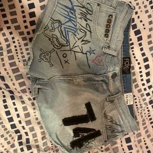 Fox denim shorts
